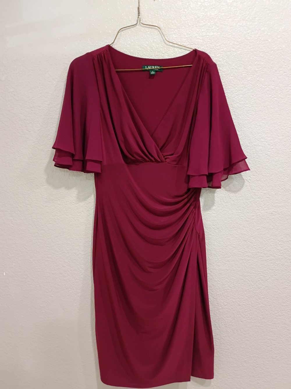 Ralph Lauren Raspberry Surplice Midi Dress